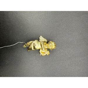 Set of 4 Vintage Gold Plastic Cherub Angel Christmas Ornaments